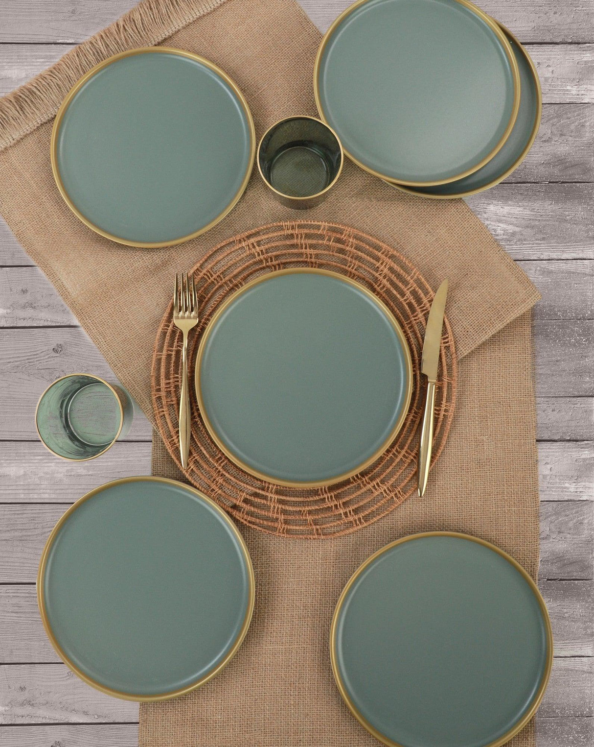 Set farfurii, Verde, 27 x 27 cm