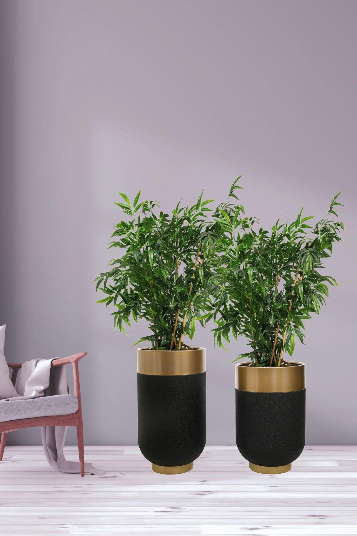 Set Ghiveci decorative (2 bucăți) 1011-1, Aur, 40x70x40 cm