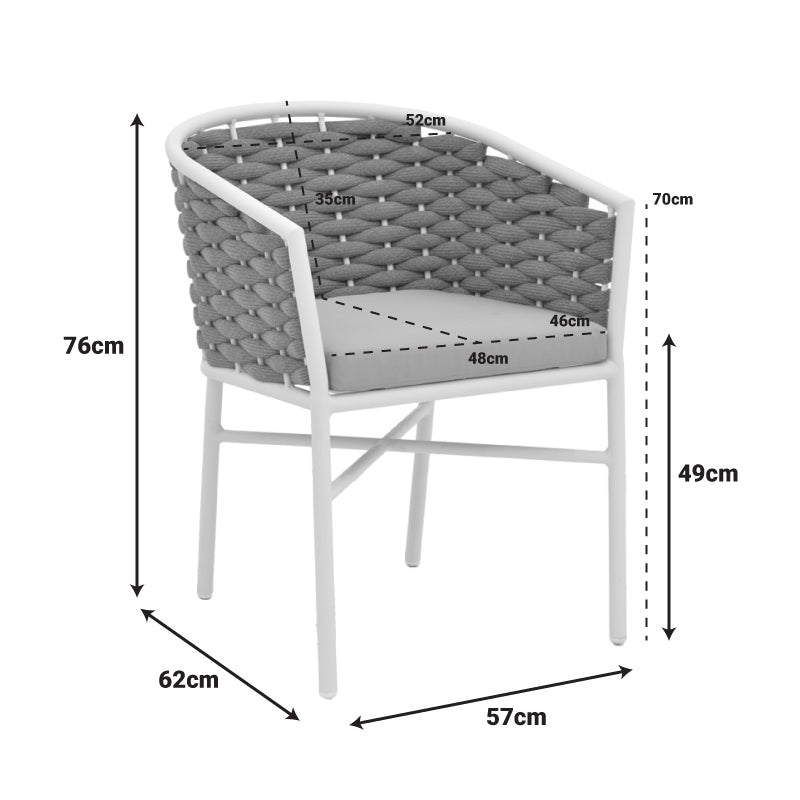 Set gradina Dagyn Noevo, Metal, Alb, 240x90x76 cm