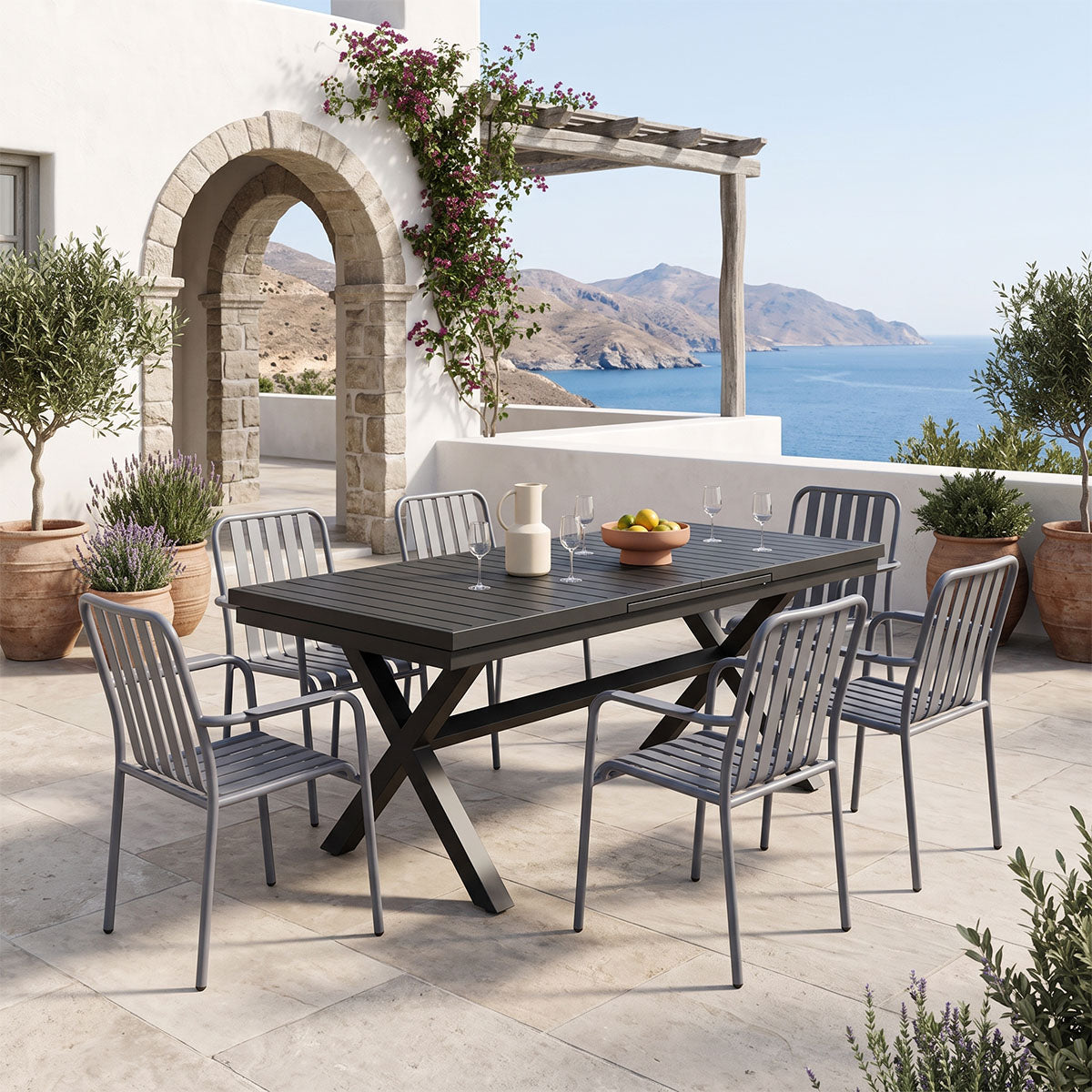 Set gradina Dagyn Vista, Metal, Antracit, 240x90x76 cm
