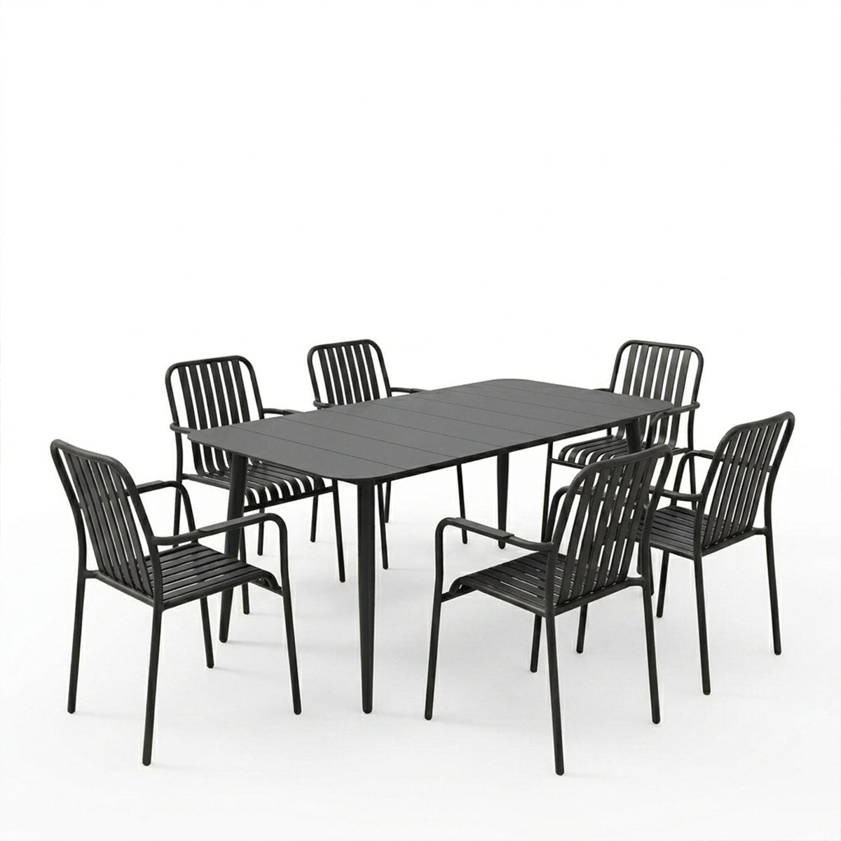 Set dining exterior Heven Vista, 7 piese, 150x80x72 cm - Negru