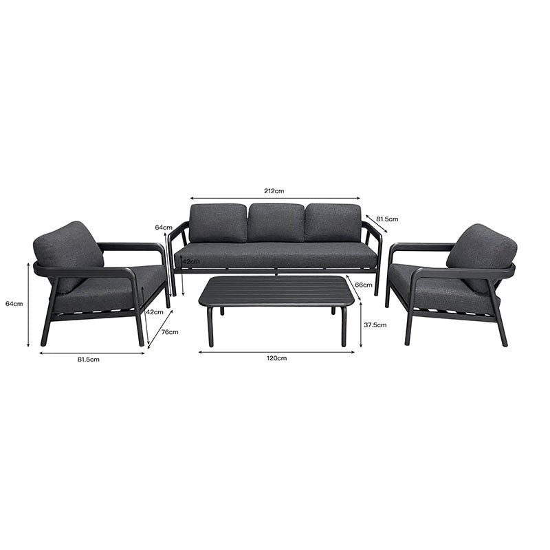 Set gradina Marlena outdoor lounge, Gri inchis - Gri, 212x82x64 cm