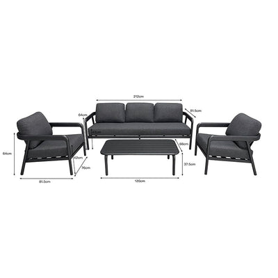 Set gradina Marlena outdoor lounge, Gri inchis-Gri Pakoworld, detaliu material si proportii, Set Gradina, culoare Gri inchis-Gri