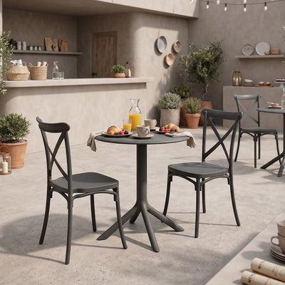 Set gradina Mercon-Crossie, 3 piese, Polipropilena, Antracit, D60x75 cm