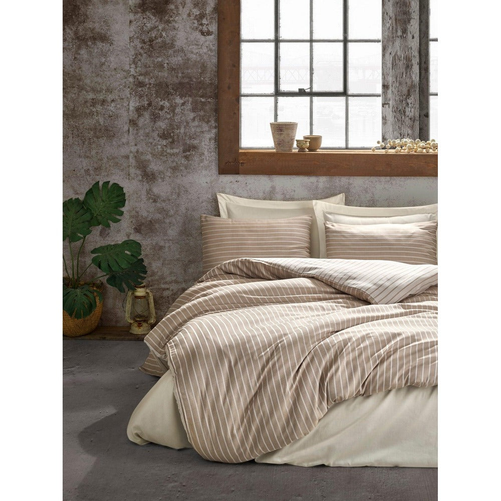 Set Lenjerie de pat double, fibra de bambus, Bej, 200x220 cm