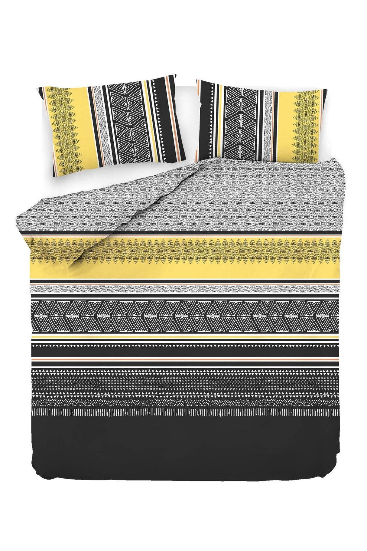 Set Lenjerie de pat double, Ranforce, Galben, 200x220 cm