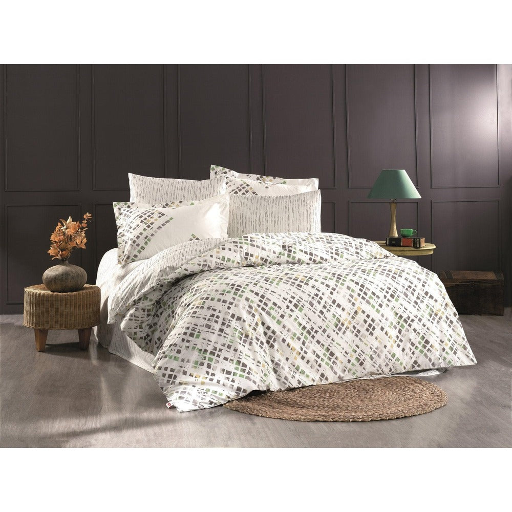 Set Lenjerie de pat double, Verde, 200x220 cm