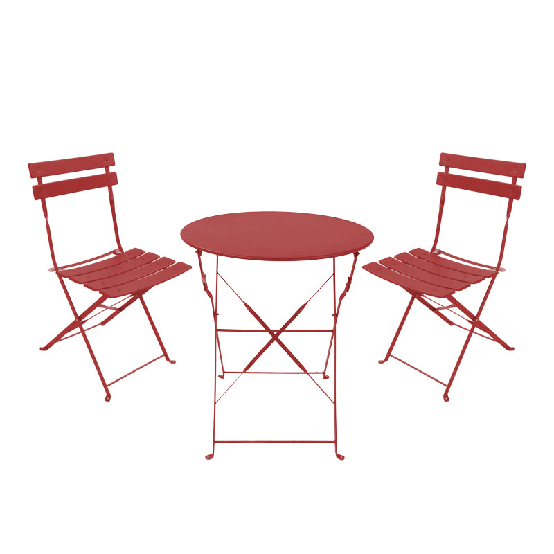 Set masa bistro pliabila pentru dining, 3 piese, metal, teracota, Multicolor, 60x71 cm