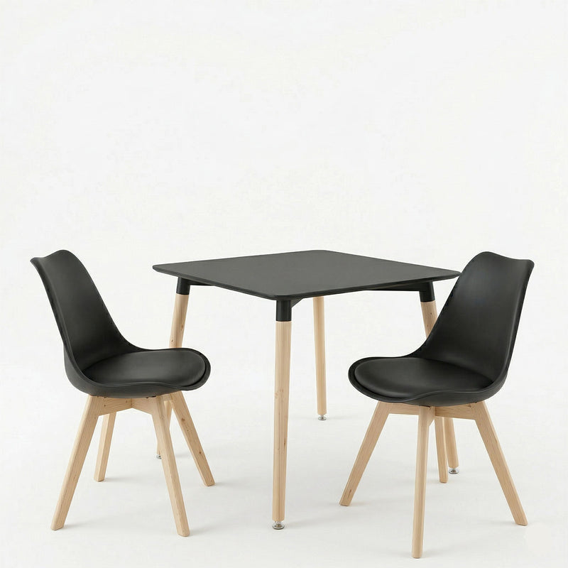 Set masă cu scaune Gaston și Natali, 3 piese, Natural, 70x70x75 cm