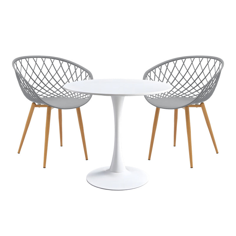 Set masă de dining Elijah-Ezra 3 piese, Gri-Alb, 60x74 cm