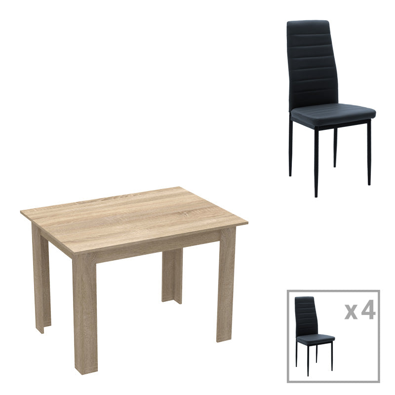 Set Masa de dining format 5 piese Manka-Parker fabricat, neagra-sonoma 110x80x77 cm