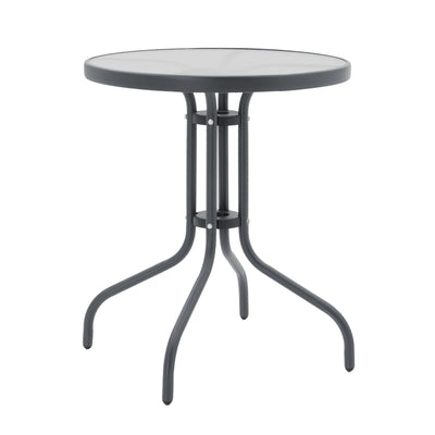 Set Masa de sufragerie Calan-Watson 3 metal Gri si sticla calita, D60x70 cm, imagine suplimentara