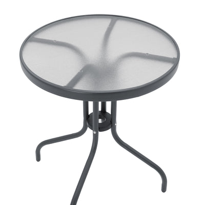 Set Masa de sufragerie Calan-Watson 3 metal Gri si sticla calita, D60x70 cm, perspectiva suplimentara