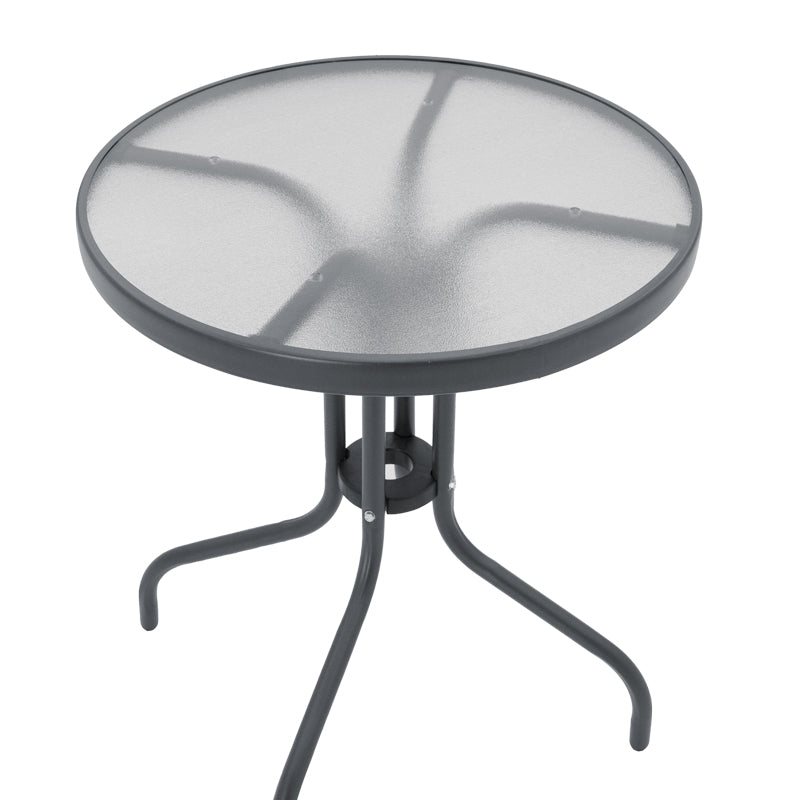 Set Masa de sufragerie Calan-Watson 3 metal Gri si sticla calita, D60x70 cm, perspectiva suplimentara