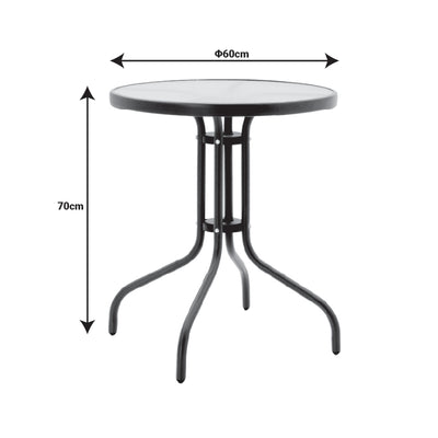 Set Masa de sufragerie Calan-Watson 3 metal Gri si sticla calita, D60x70 cm, foto produs 8
