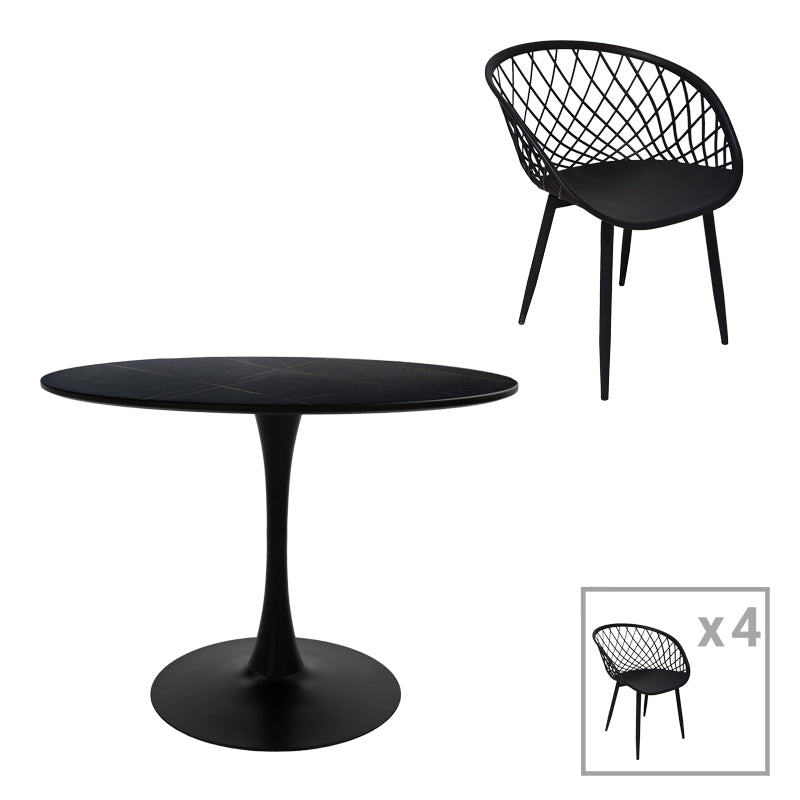 Set Masa de sufragerie Ezra-Balou I 5 -mdf neagra D120x75 cm