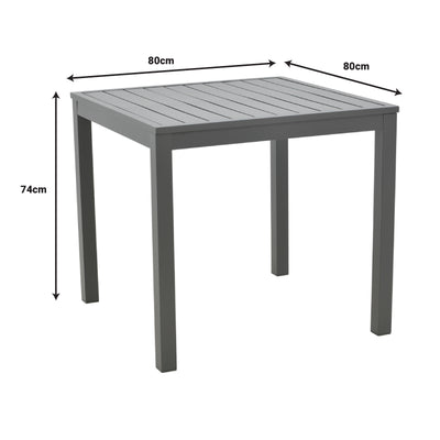 Set Masa Dining cu 4 Scaune Kliton-Naoki, Aluminiu și metal, Închis Antracit Negru, 80x80x74 cm, foto produs 11