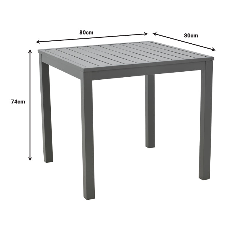 Set Masa Dining cu 4 Scaune Kliton-Naoki, Aluminiu și metal, Închis Antracit Negru, 80x80x74 cm, foto produs 11