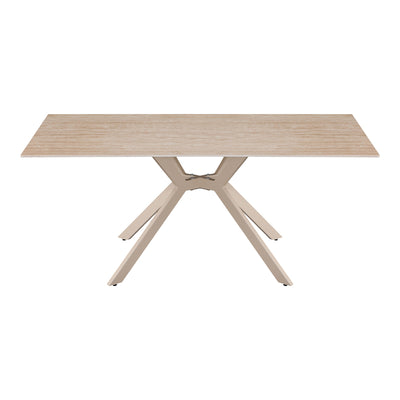 Set masa si 4 scaune Olven-Nelda, Piatra sinterizata si catifea, Crem-Travertin, 180x90x75 cm, imagine produs 4