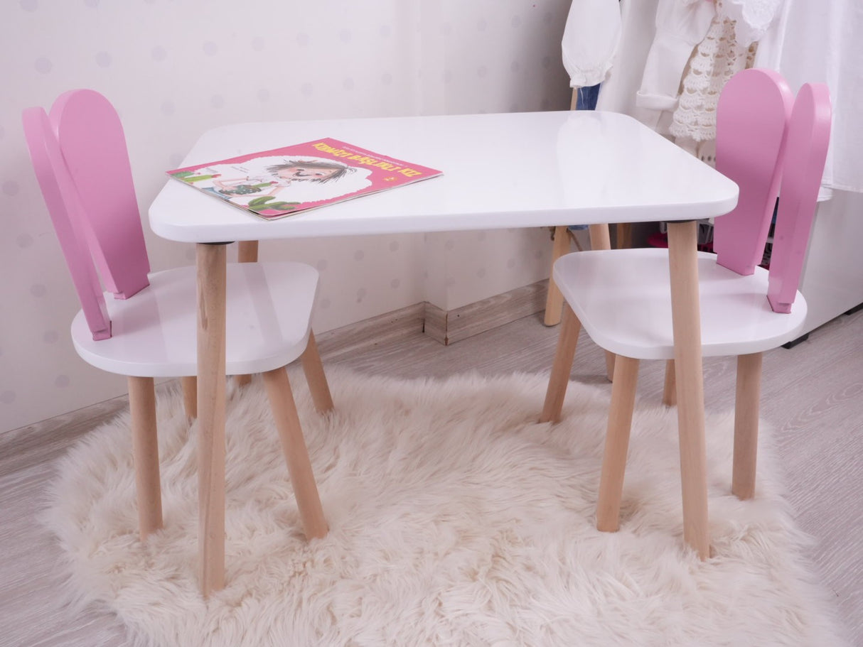 Set masa si scaun pentru copii Furniture Bunny One, 30x25 cm - Pink
White