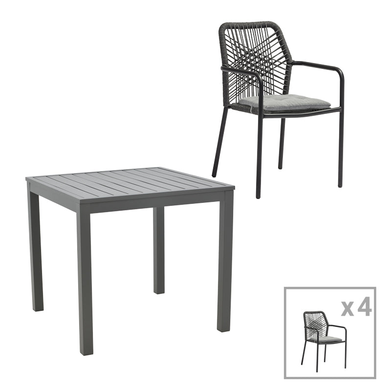 mobilier de gradina Set masa si scaune 5 buc de gradina Kliton-Kherson Antracit 80x80x74 cm