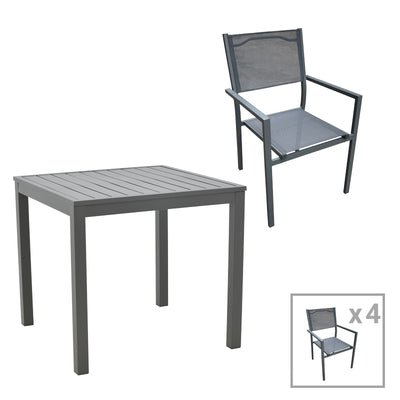 mobilier de gradina Set masa si scaune 5 buc Moly-Kliton Antracit 80x80x74 cm