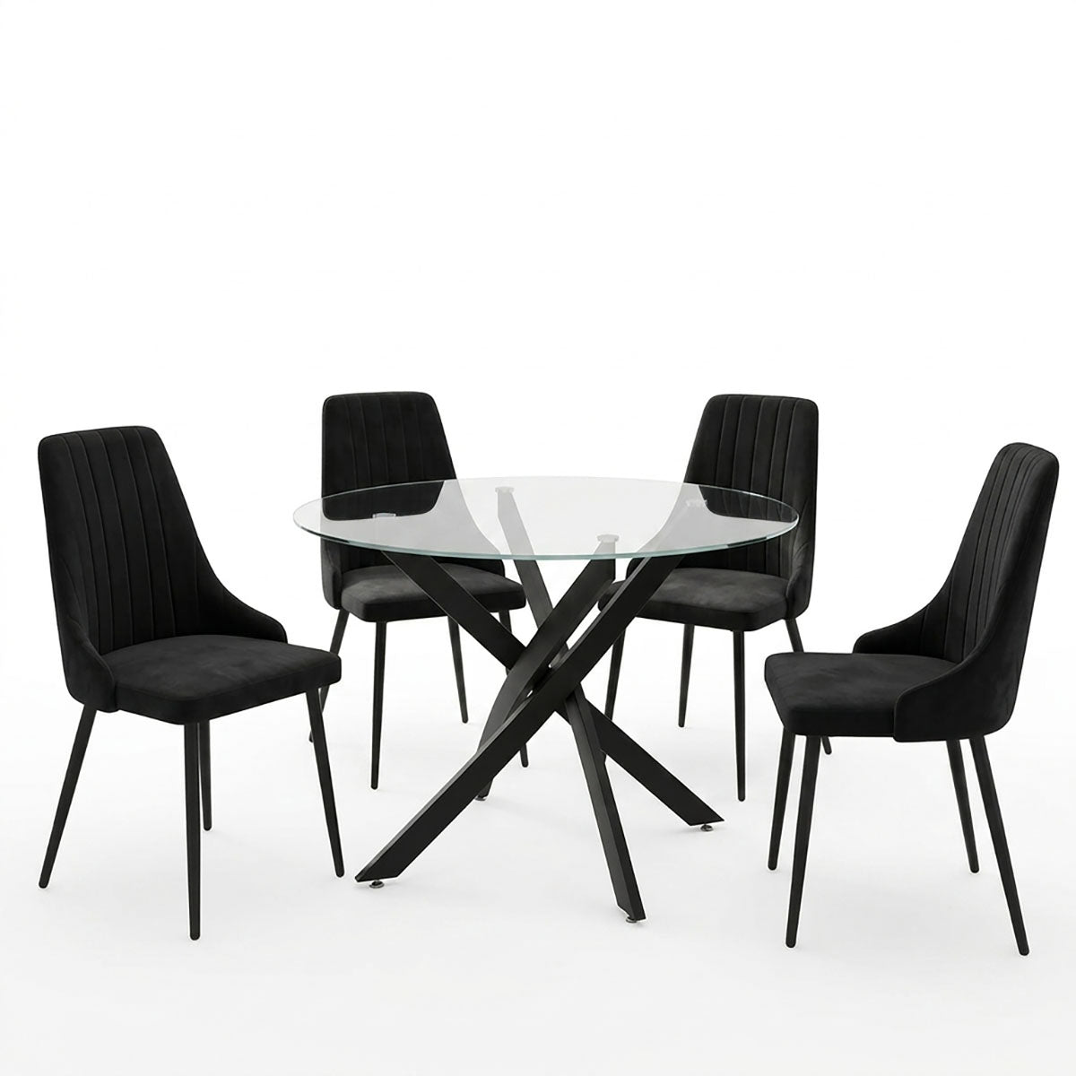 Set masa si scaune Antoro-Azori, D100x75 cm - Negru