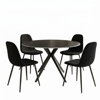 Set masa si scaune Bella Black, Metal, Negru, D120x76 cm, imagine ambient