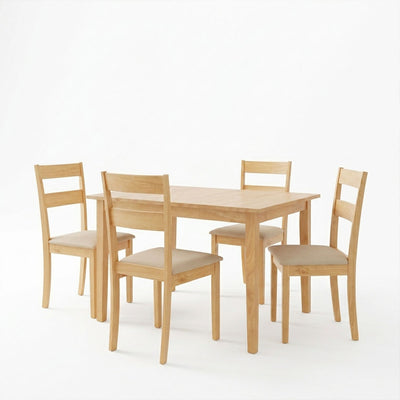 Set masa si scaune Dallan Country, Lemn rubberwood, Natural, 150x80x74 cm, imagine ambient