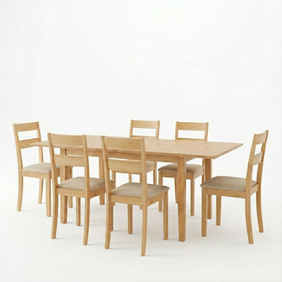Set masa si scaune Dallan Country, Lemn rubberwood, Natural, 150x80x74 cm, imagine ambient