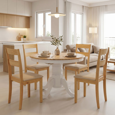 Set masa si scaune Dallan Lars, Lemn rubberwood, Alb, 100x75 cm