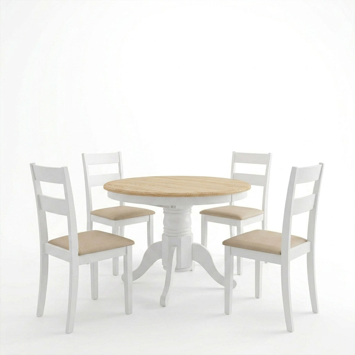 Set masa si scaune Dallan Lars, Lemn rubberwood, Alb, 100x75 cm