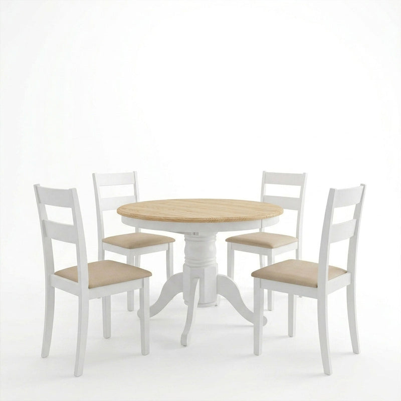 Set masa si scaune Dallan Lars, Lemn rubberwood, Alb, 100x75 cm, imagine ambient