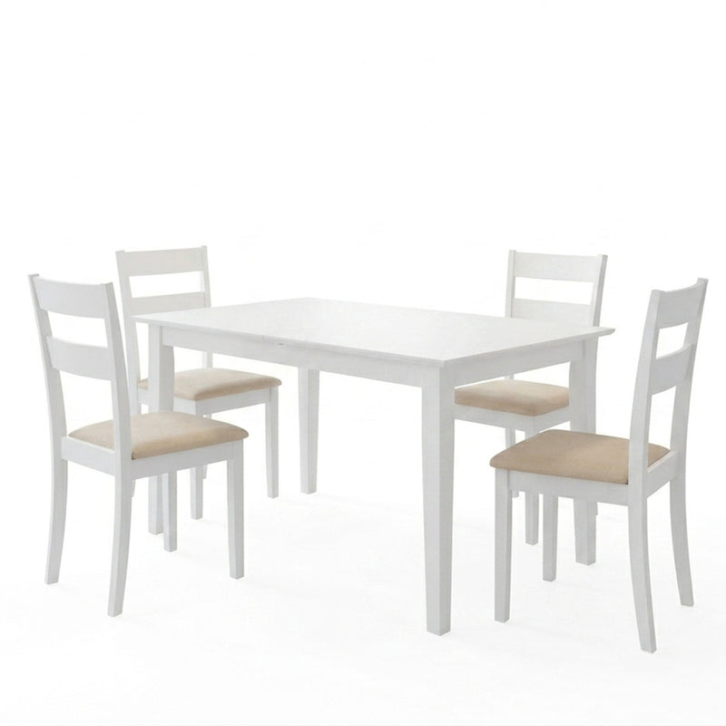 Set masa si scaune Dallan Mabor, Lemn rubberwood, Alb, 150x80x74 cm, imagine ambient