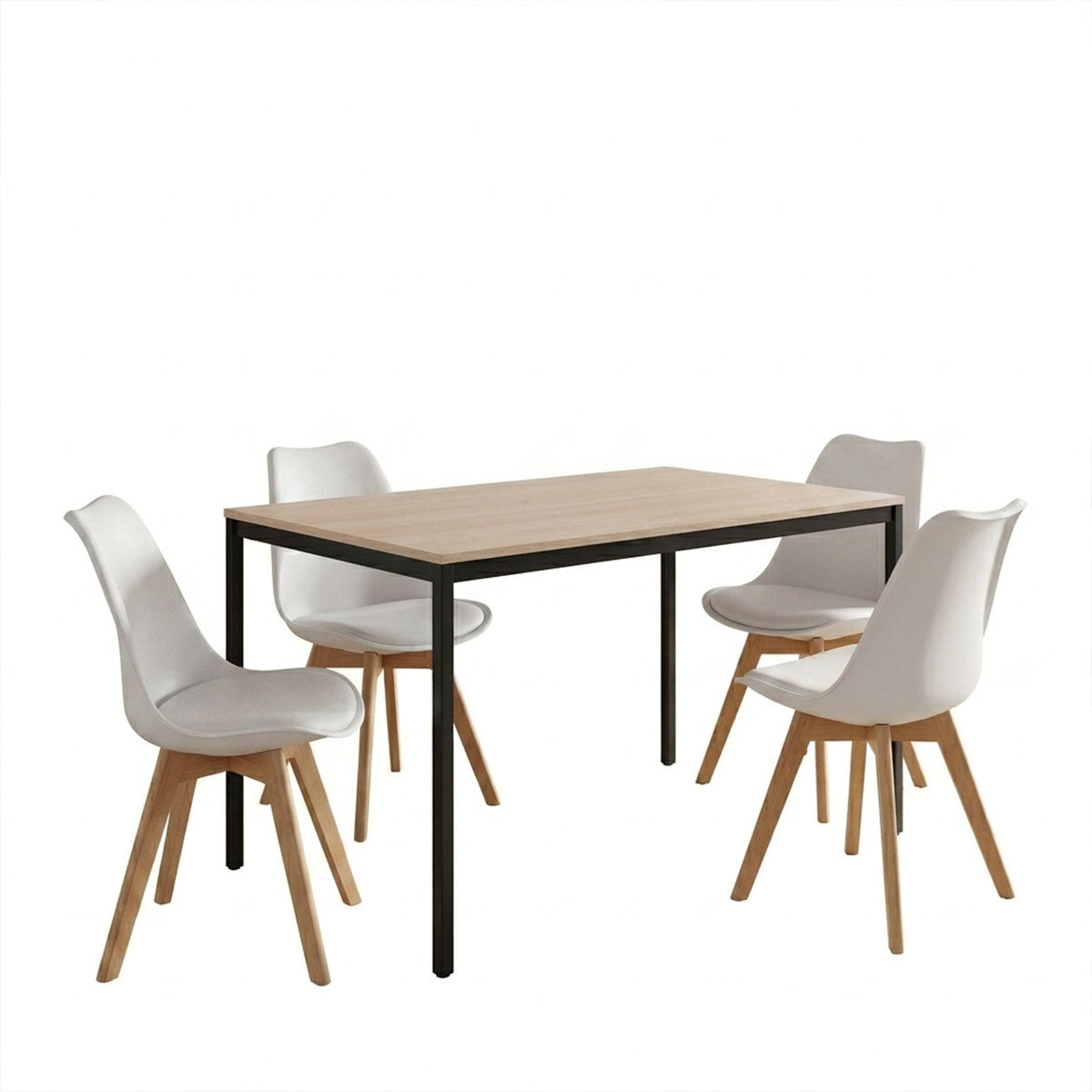 Set masa si scaune Dining, Alb, 120x75x75 cm