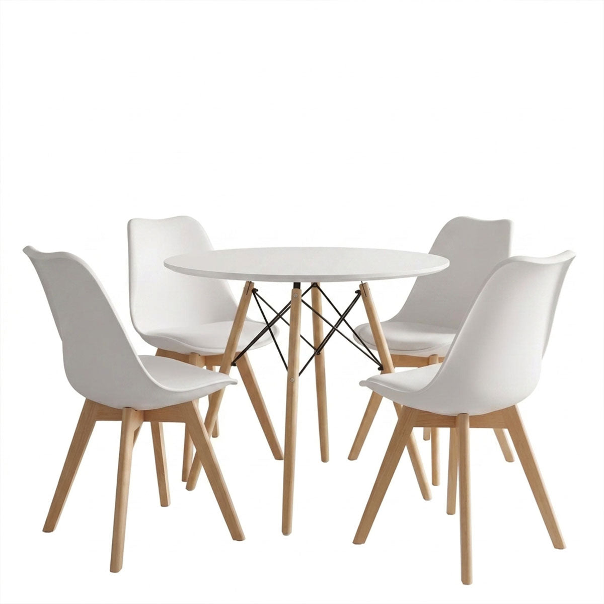 Set masa si scaune Dining, Alb, D80x73 cm
