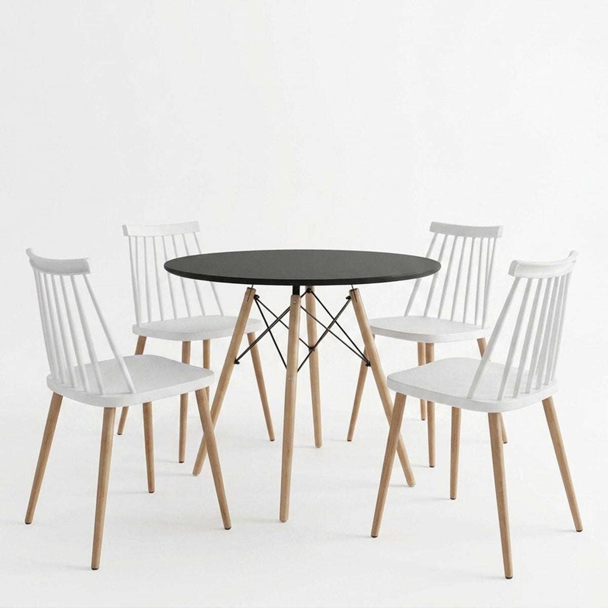 Set masa si scaune Dining, Alb, D80x73 cm