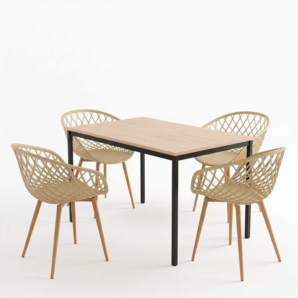 Set masa si scaune Dining, Cappuccino, 120x75x75 cm