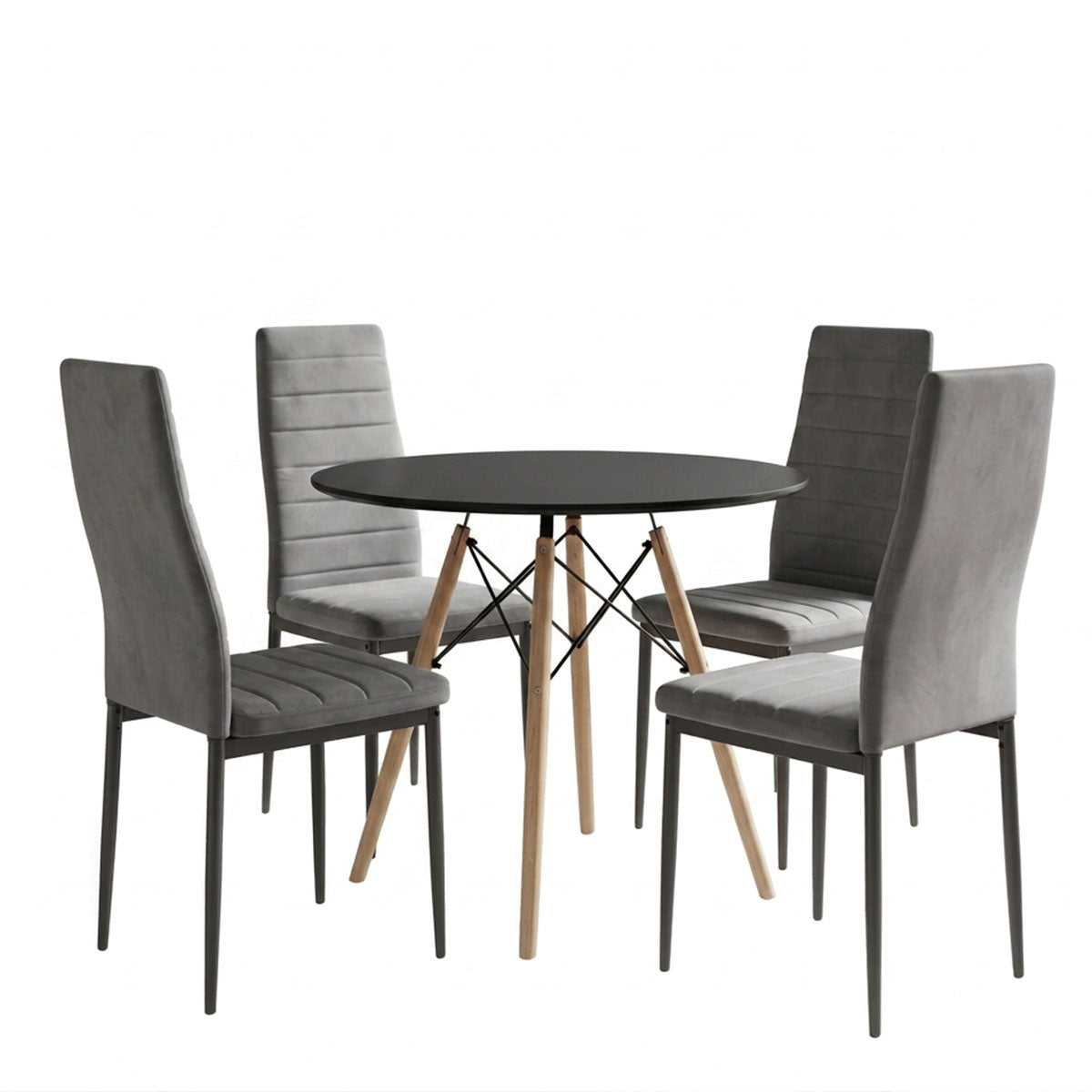 Set masa si scaune Dining, Gri, D80x73 cm