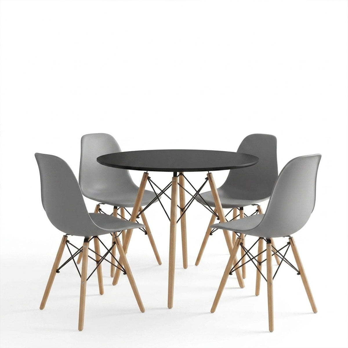 Set masa si scaune Dining, Gri, D80x73 cm