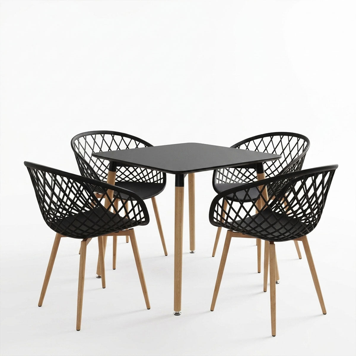 Set masa si scaune Dining, MDF, 80x80x76 cm - Negru
