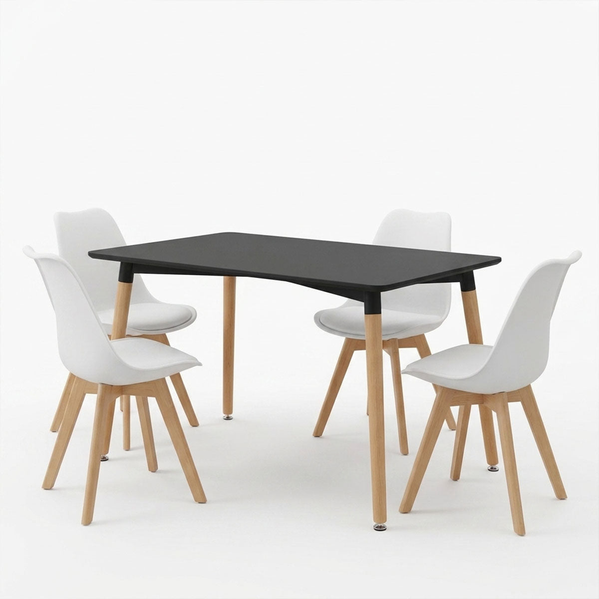 Set masa si scaune Dining, Negru, 80x80x76 cm