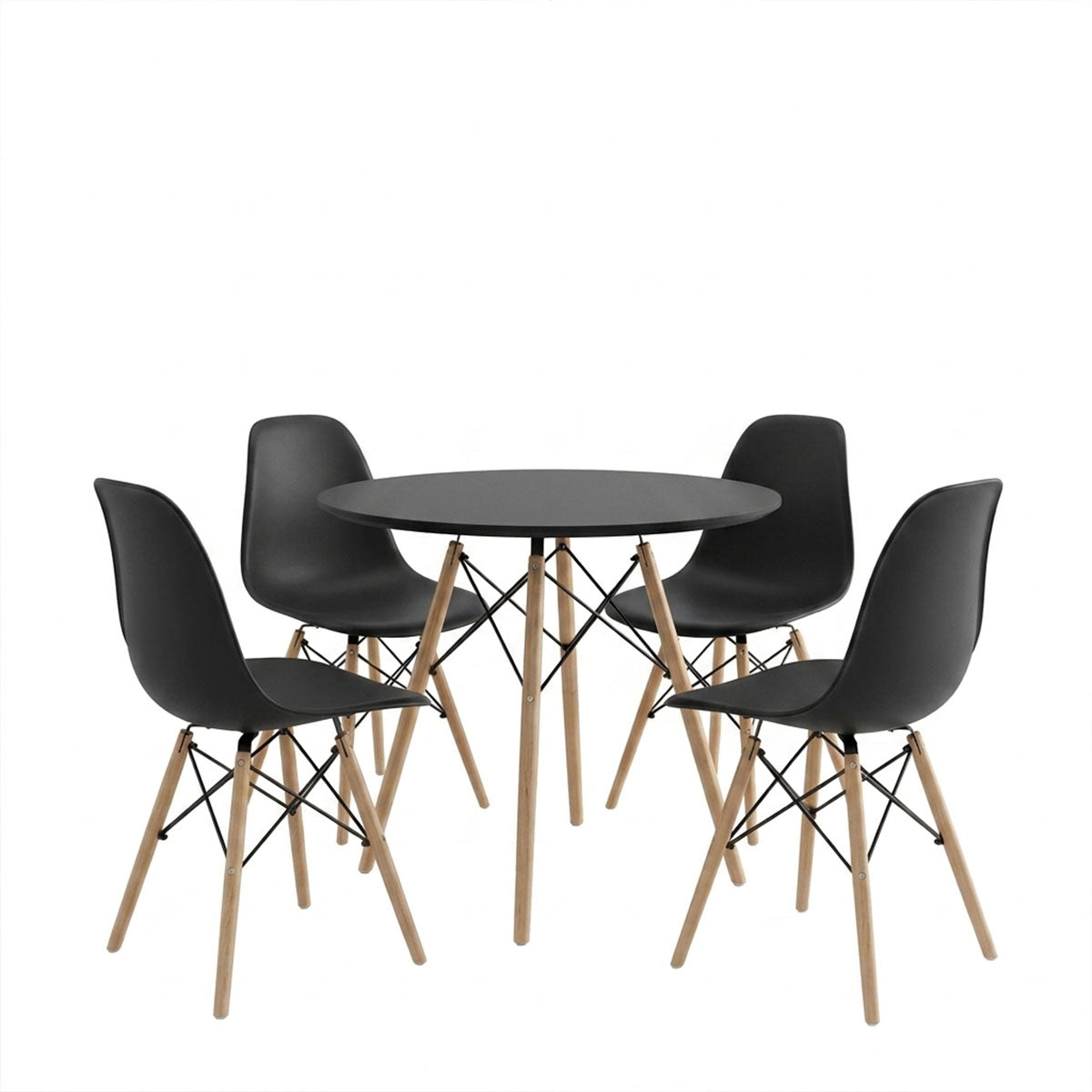Set masa si scaune Dining, Negru, D80x73 cm