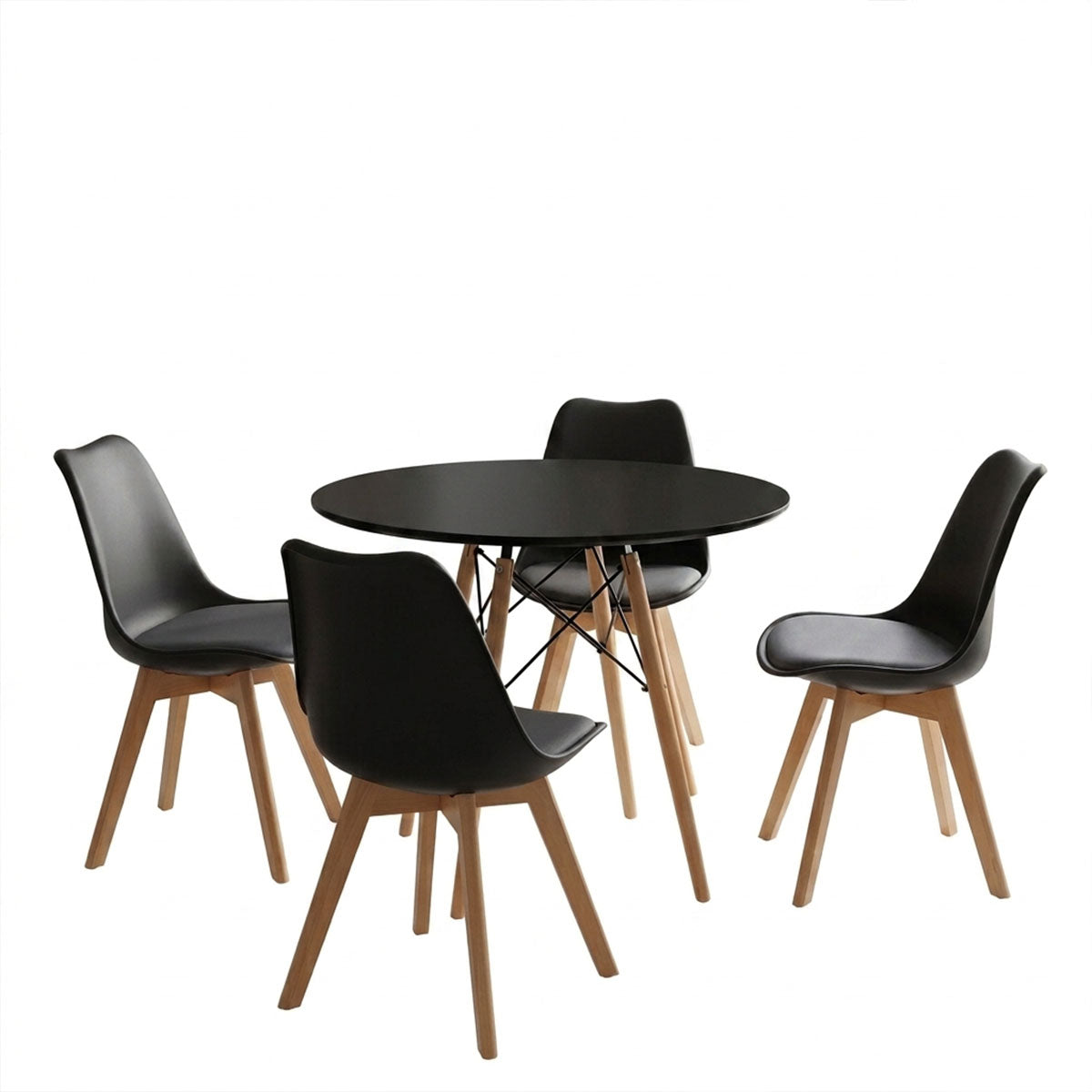 Set masa si scaune Dining, Negru, D80x73 cm