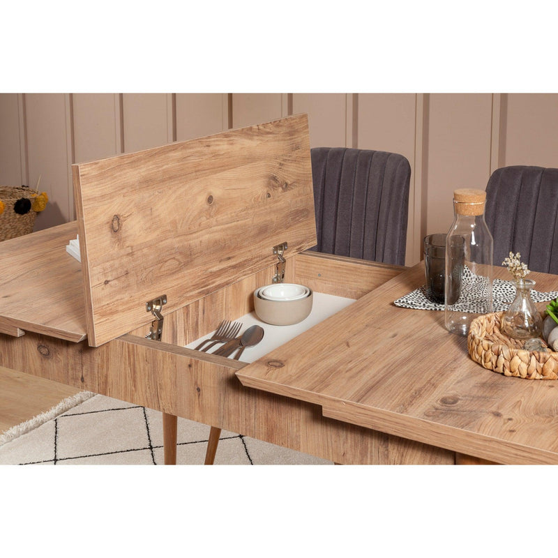 Set masă și scaune extensibile (4 bucăți) Vina 0701 - 3 -
Anthracite,
Atlantic Extendable Dining Table & Chairs Set 1, Stejar, 77x75x120 cm
