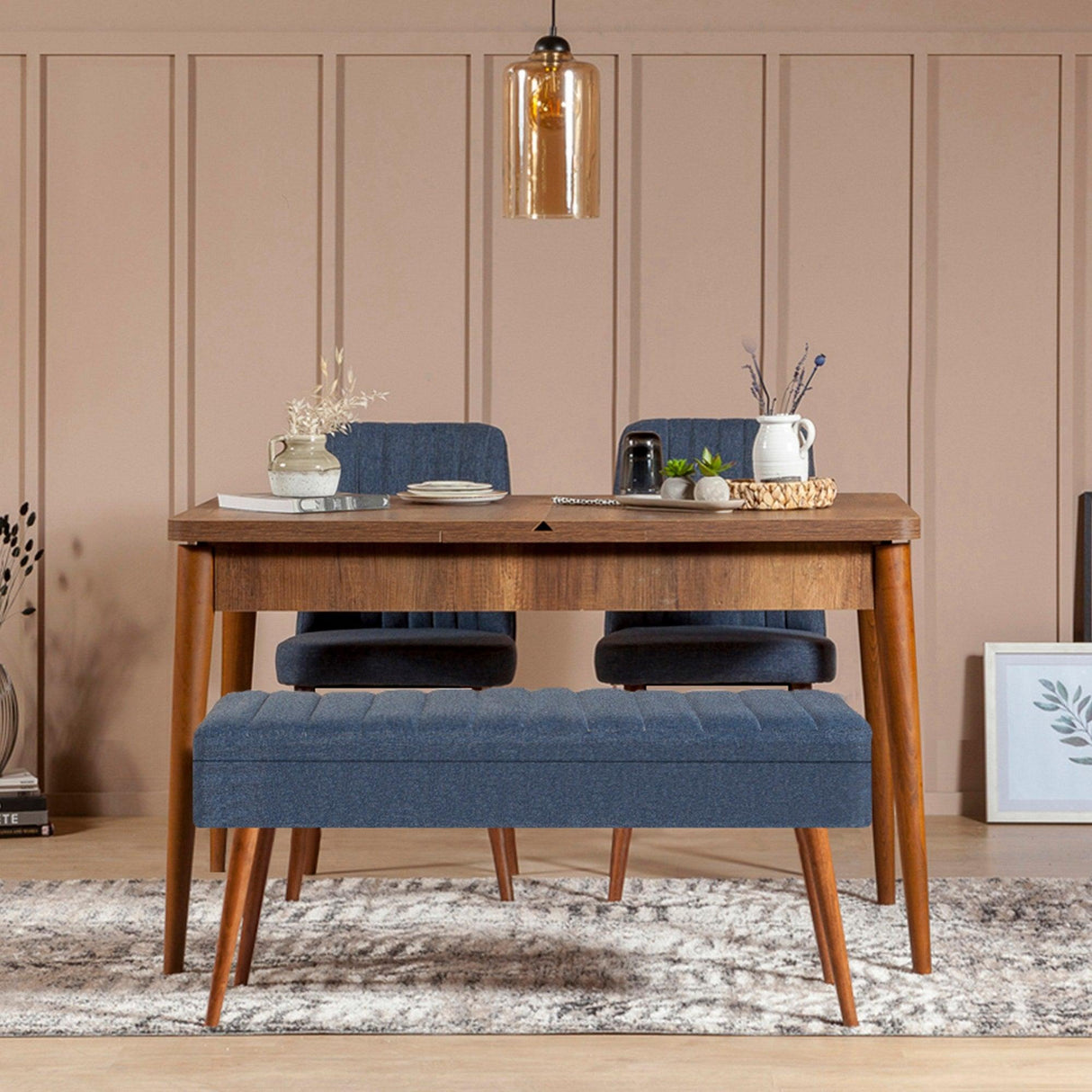 Set masă și scaune extensibile (4 bucăți) Vina 0701 - 3 -
Anthracite,
Atlantic Extendable Dining Table & Chairs Set 10, Nuc, 77x75x120 cm