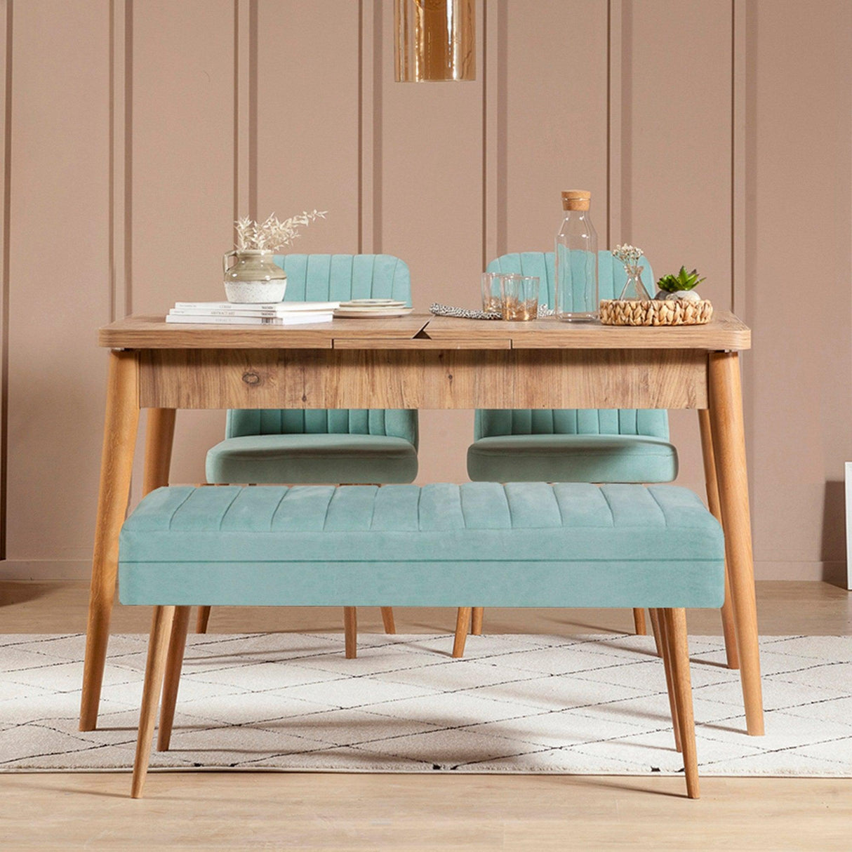 Set masă și scaune extensibile (4 bucăți) Vina 0701 - 3 -
Anthracite,
Atlantic Extendable Dining Table & Chairs Set 2, Stejar, 77x75x120 cm