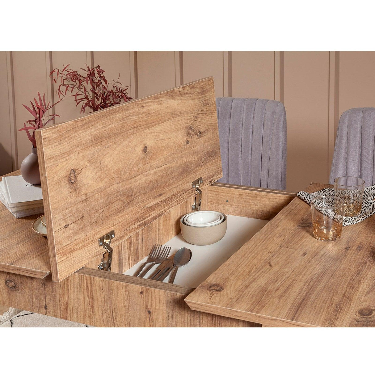 Set masă și scaune extensibile (4 bucăți) Vina 0701 - 3 -
Anthracite,
Atlantic Extendable Dining Table & Chairs Set 3, Stejar, 77x75x120 cm