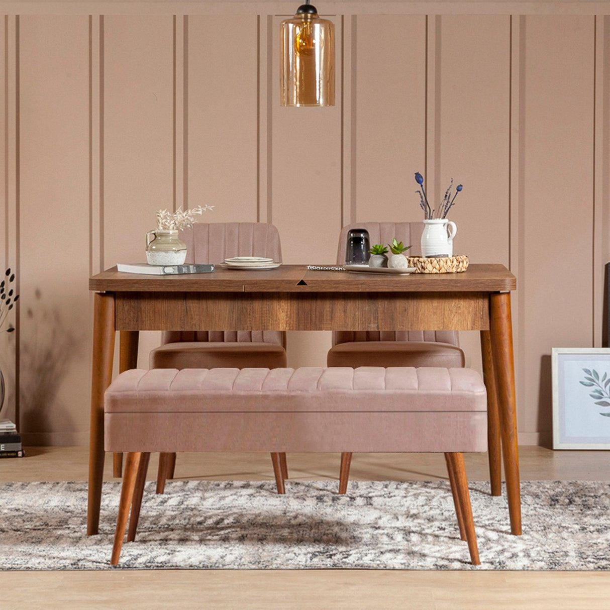 Set masă și scaune extensibile (4 bucăți) Vina 0701 - 3 -
Anthracite,
Atlantic Extendable Dining Table & Chairs Set 7, Nuc, 77x75x120 cm