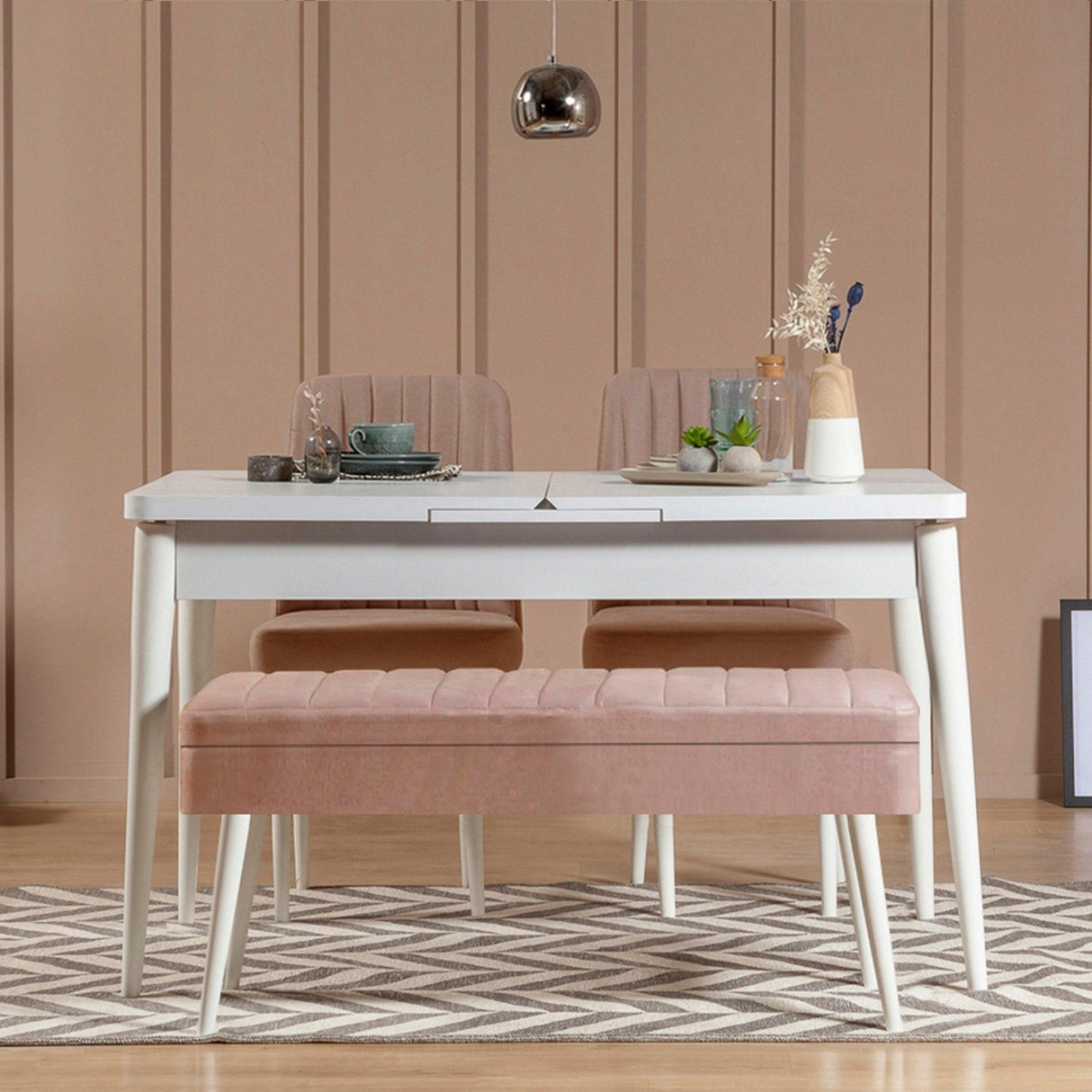 Set masă și scaune extensibile (4 bucăți) Vina 0701 - 3 -
Anthracite,
Atlantic Extendable Dining Table & Chairs Set 8, Alb, 77x75x120 cm